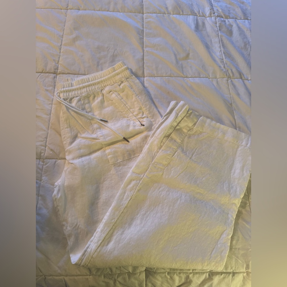 Athleta White Linen Pant